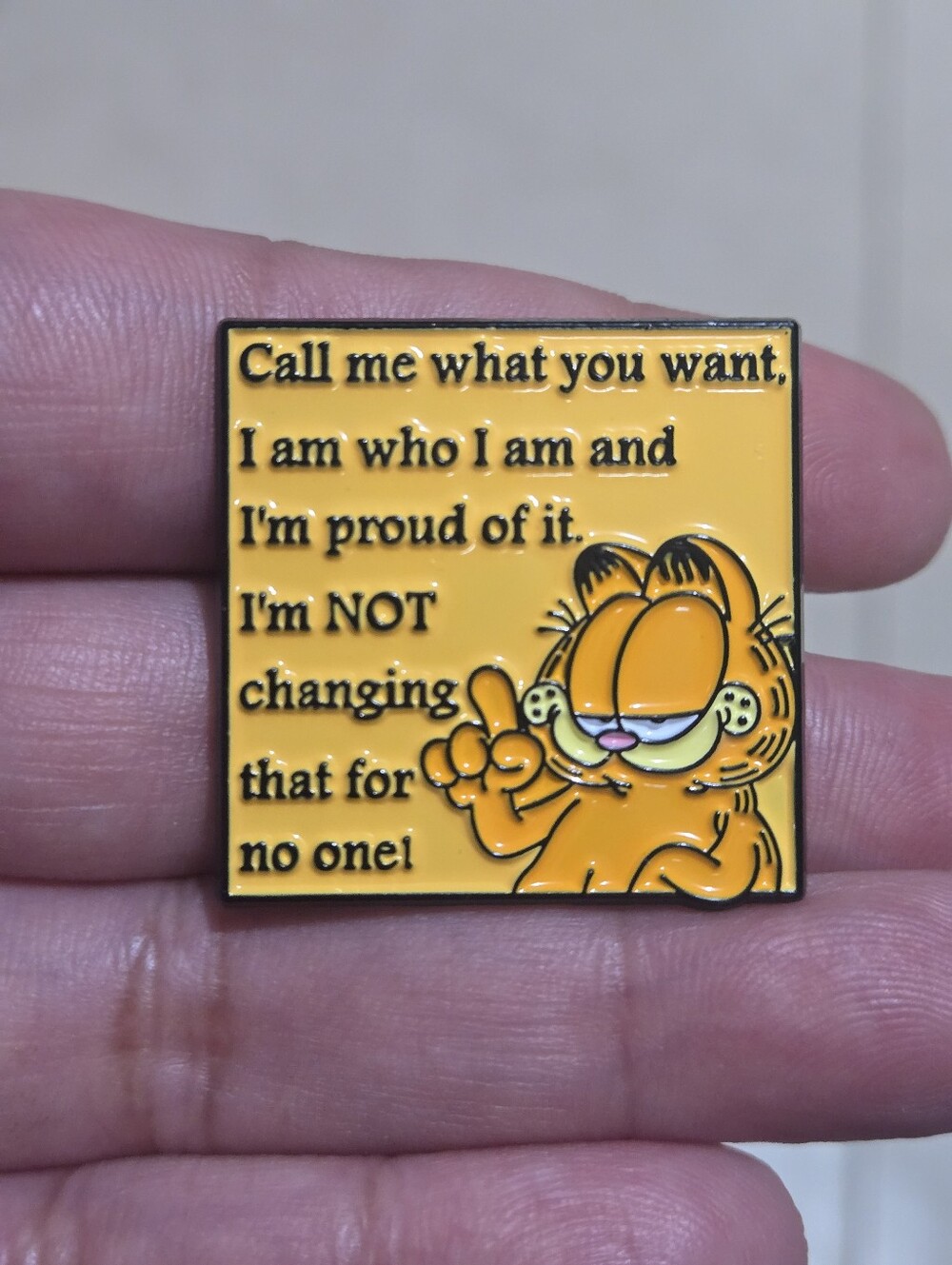 Garfield I Am Who I Am Enamel Pin - Orange